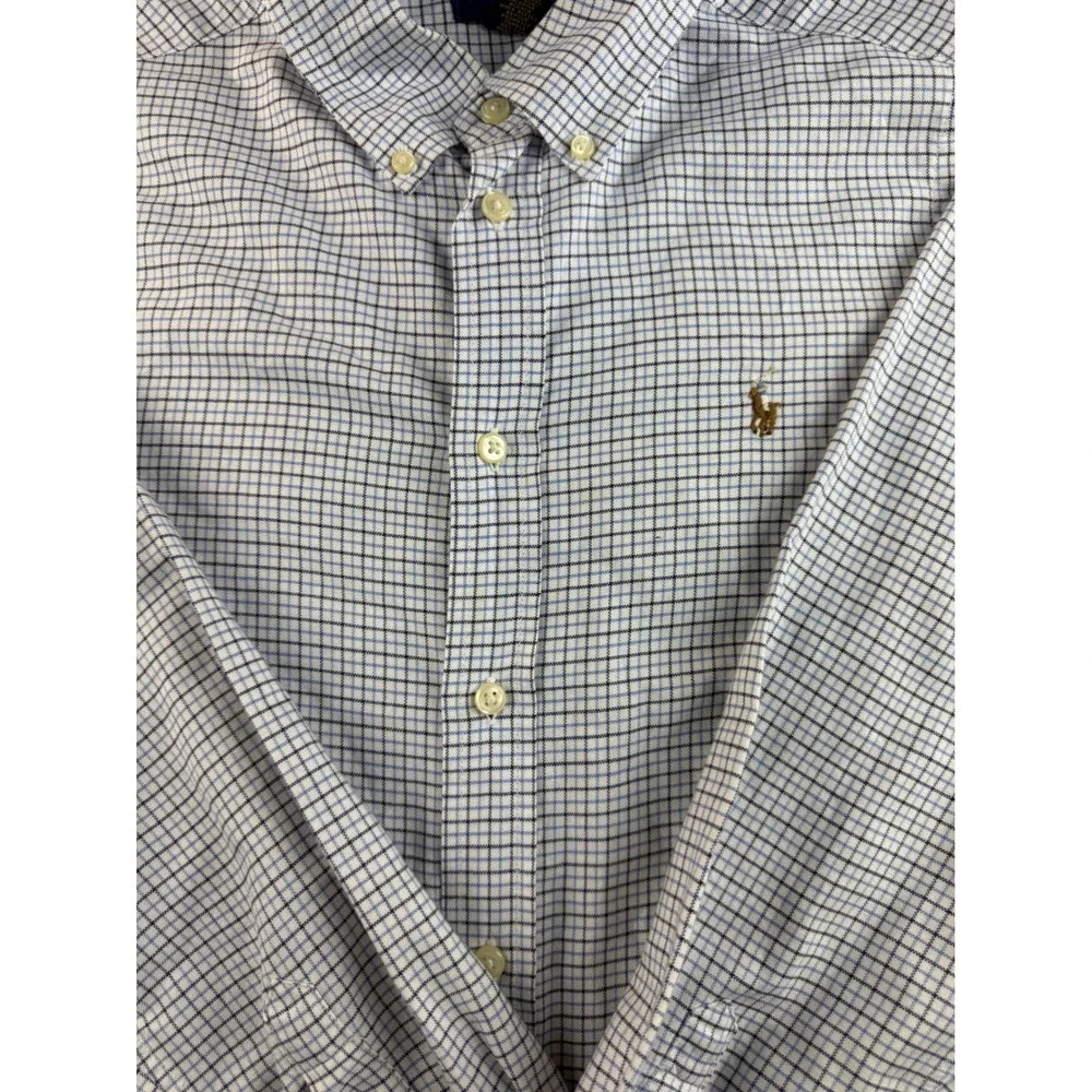 Ralph Lauren Kids Blue Plaid Long Sleeve Button Down‎ Shirt - Size L
